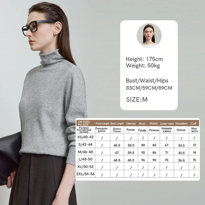 Damen-Rollkragenpullover Wolle-Kaschmir warm elegant Herbst-Winter