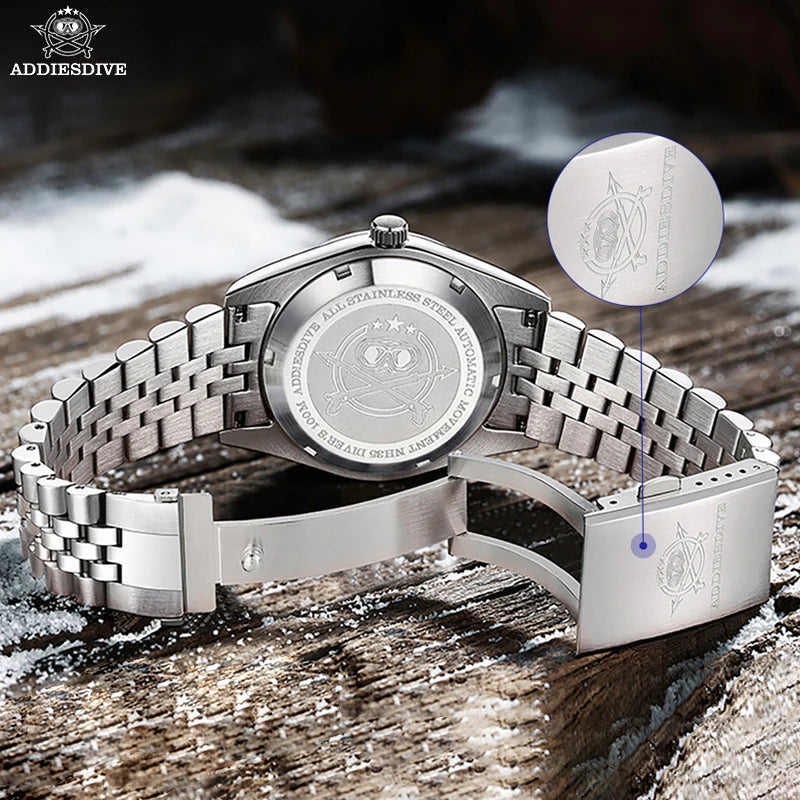 Herren-Vintage-Automatikuhr mit Sunburst-Zifferblatt und NH35A