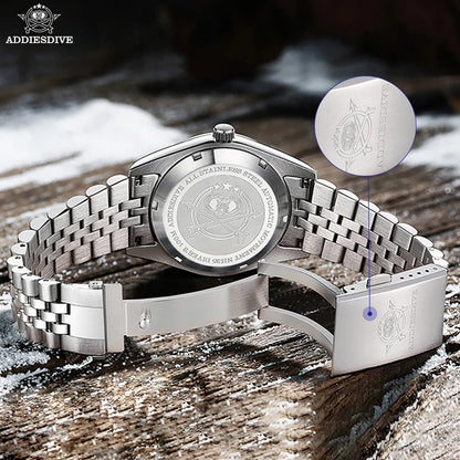 Herren-Vintage-Automatikuhr mit Sunburst-Zifferblatt und NH35A