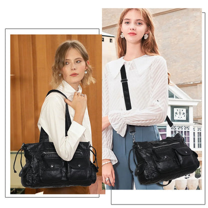 Damen-Schultertasche Mit Mehrfachtaschen Und Handyfach Im Vintage-Stil Alltagsbegleiter