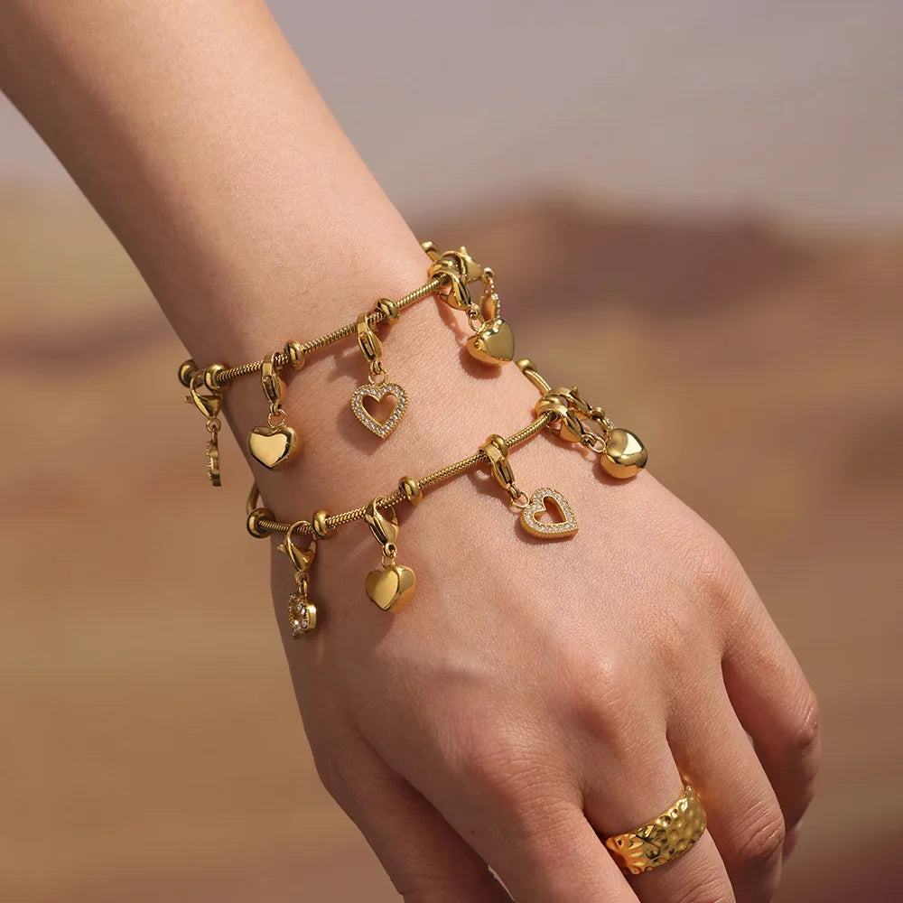 Damen-Charm-Armband mit Herz-Zirkonia