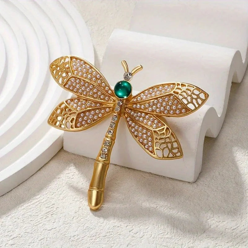 Brosche Libelle Vintage Insekt Kristall Groß Hochzeit Schmuck Damen