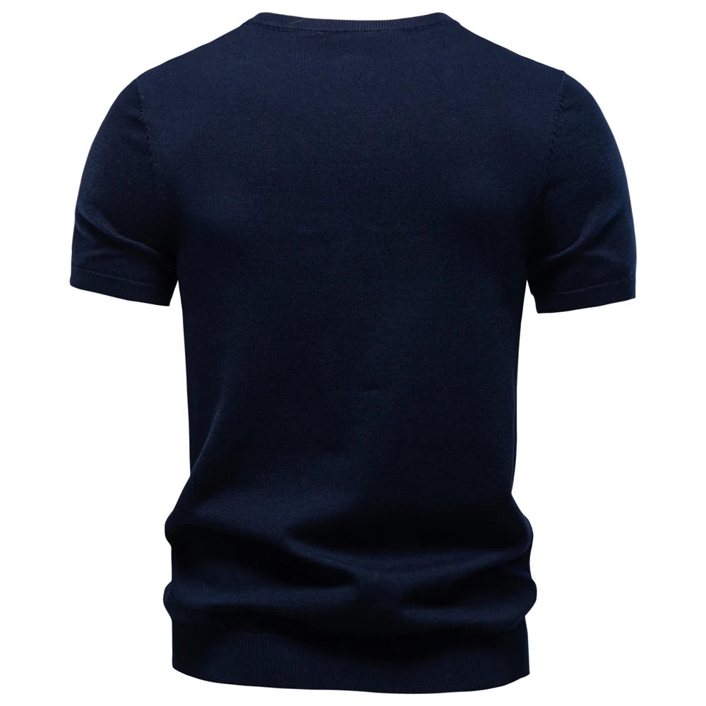 Herren T-Shirt Rundhals, dunkelblau, Rückansicht