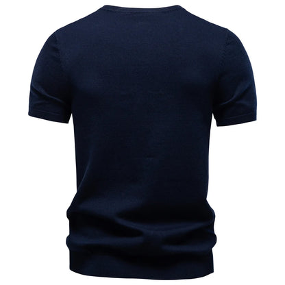 Herren T-Shirt Rundhals, dunkelblau, Rückansicht