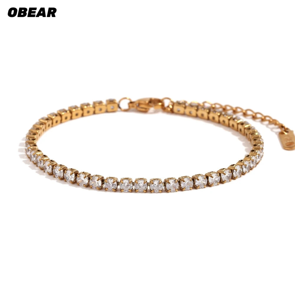 Damen-Tennisarmband mit Kristall-Strass aus Edelstahl
