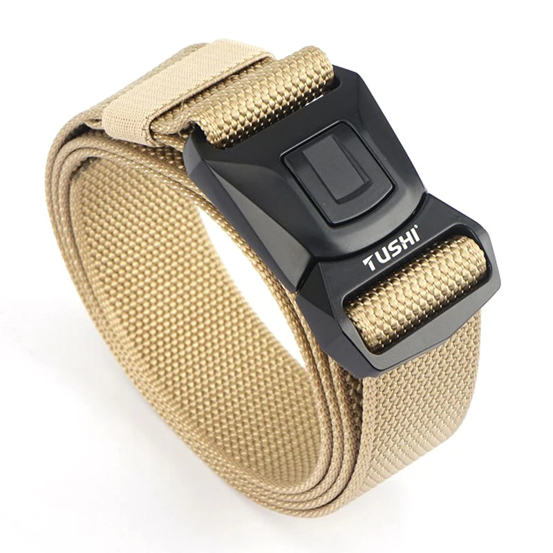 VATLY Nylon Casual Gürtel Herren Schnellverschluss Military Tactical Braun