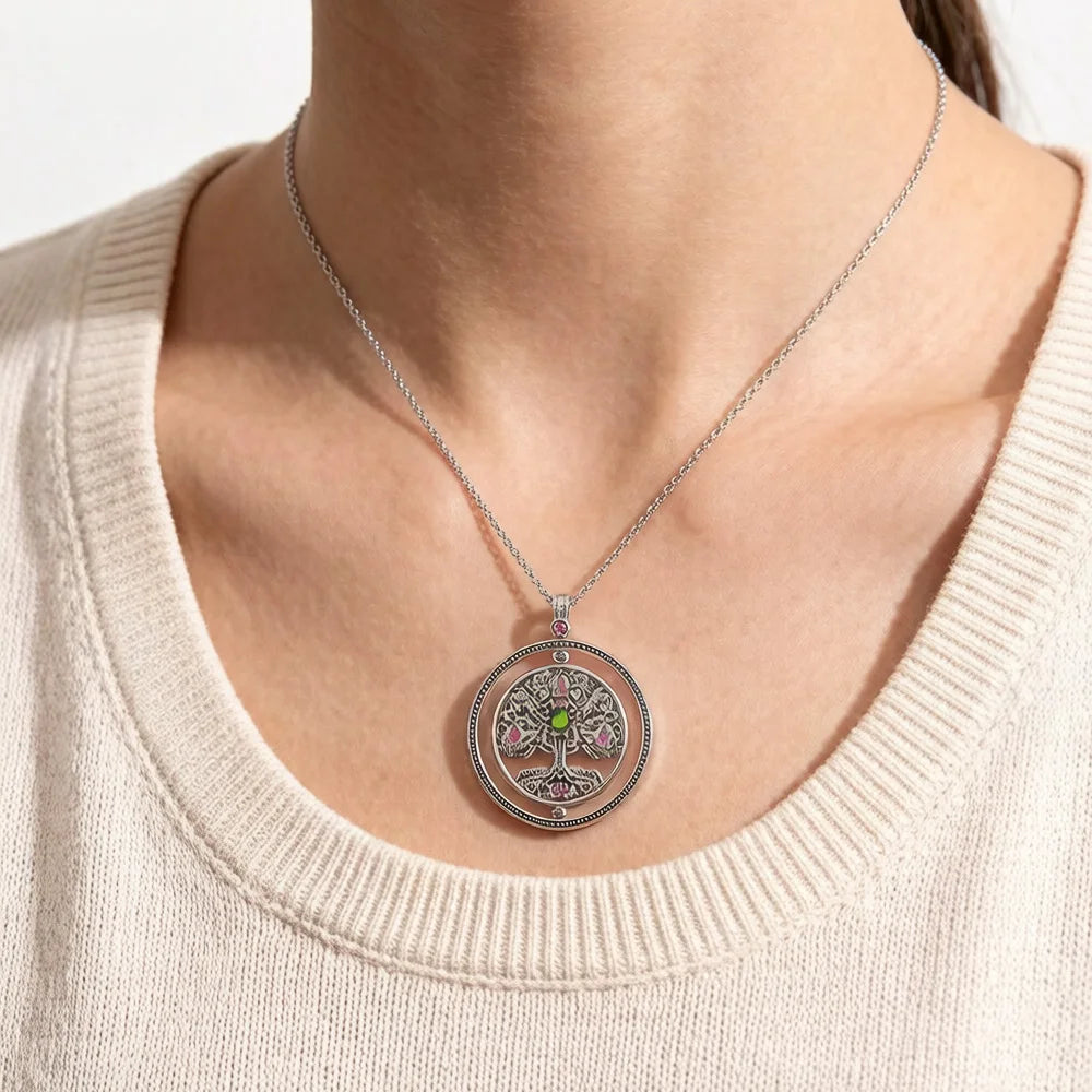 Damen-Charm-Anhänger Lebensbaum rotierend Glück II aus Sterlingsilber
