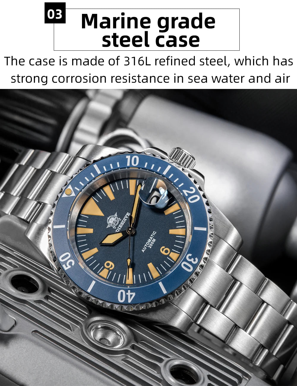 Herren-Taucheruhr mit Keramiklünette und NH35A-Automatikwerk