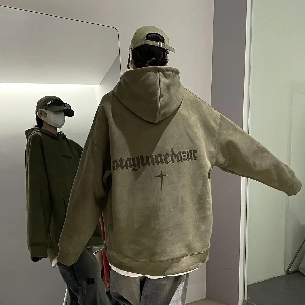Lässiger Herren-Hoodie mit Rundhalsausschnitt und Vintage-Cartoon-Print – ideal für Herbst und Winter