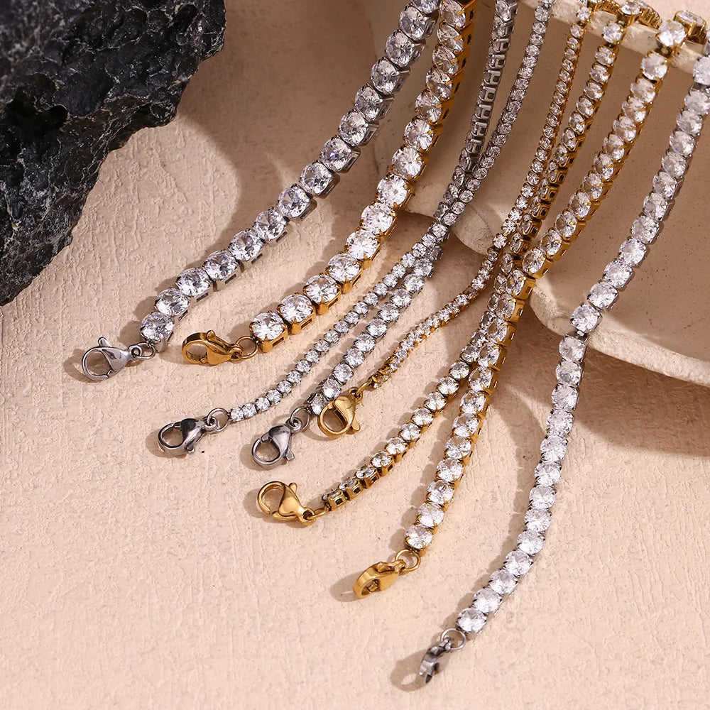 Damen-Tennisarmband mit Kristall-Strass aus Edelstahl