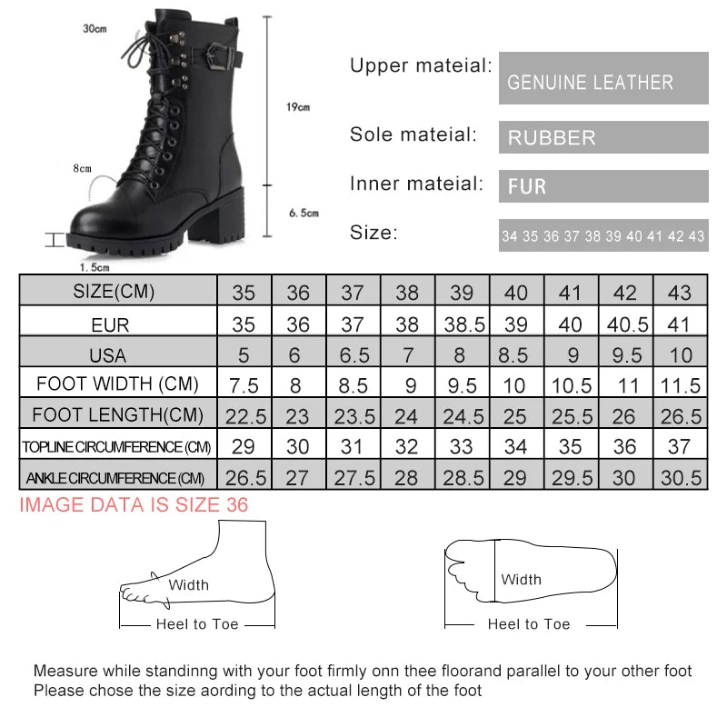 Größentabelle: Leder-Oberschuh, Gummisohle und Fellfutter, passende Größen in cm