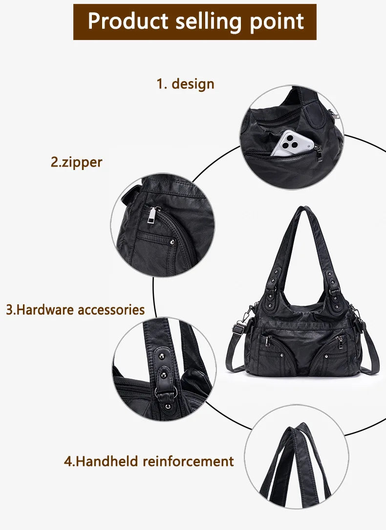 Damen-Handtasche Aus PU-Leder Mit Top-Handle Und Mehrfach-Fächern Große Satchel-Tasche