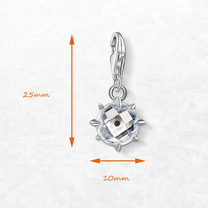Damen-Charm-Anhänger weißer Stein Glück aus Sterlingsilber