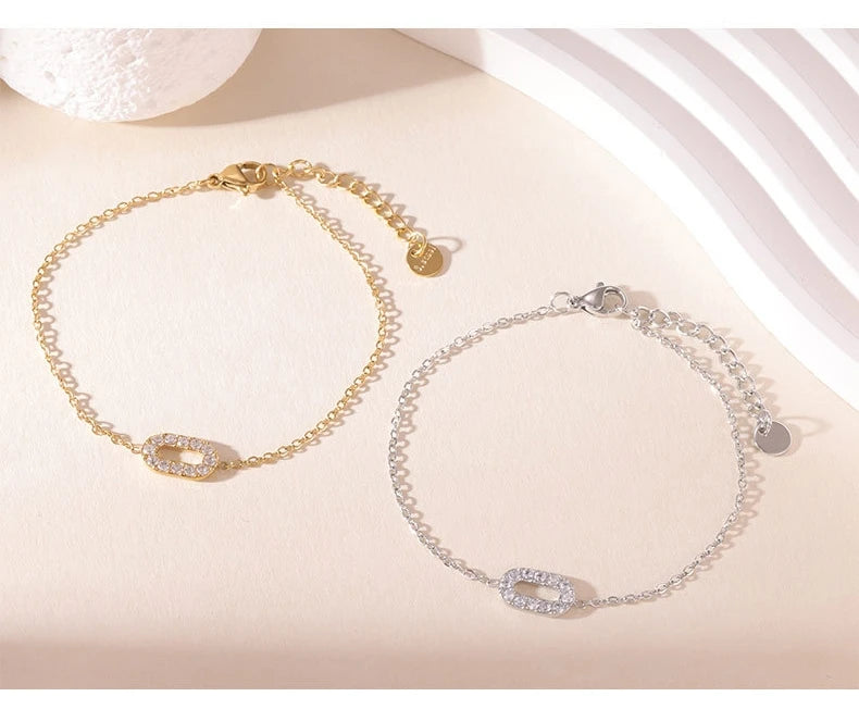 Damen-Kettenarmband mit CNC-Zirkonia aus Edelstahl
