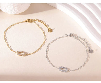 Damen-Kettenarmband mit CNC-Zirkonia aus Edelstahl