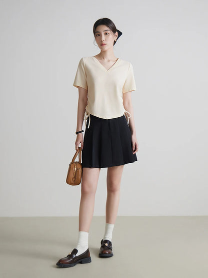 Französischer Damen-Zweiteiler mit lockerem Oberteil und weit geschnittener Hose – Sommerliches Design mit hoch taillierter Hose