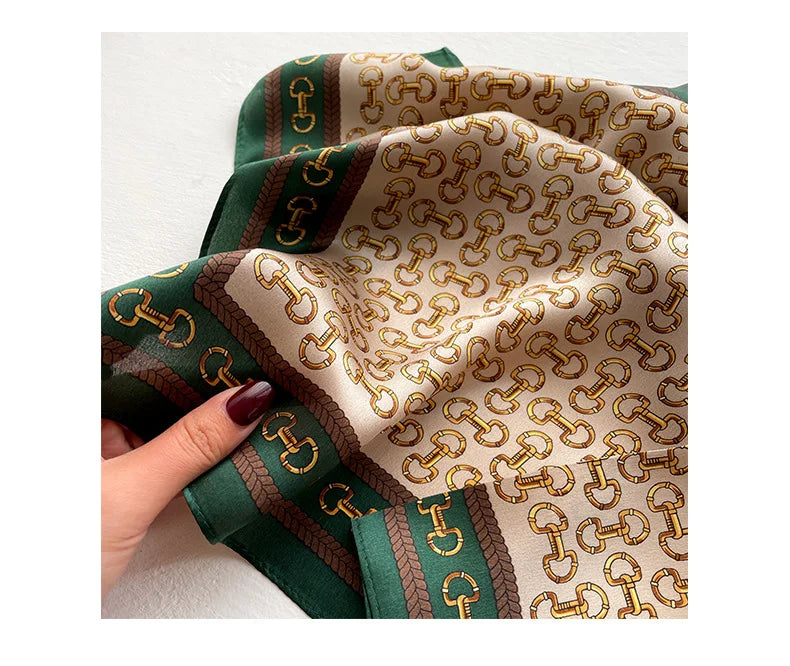 Damen Seidensatin Schal Tasche Kopf Bandana Halsschal klein quadratisch Luxus E