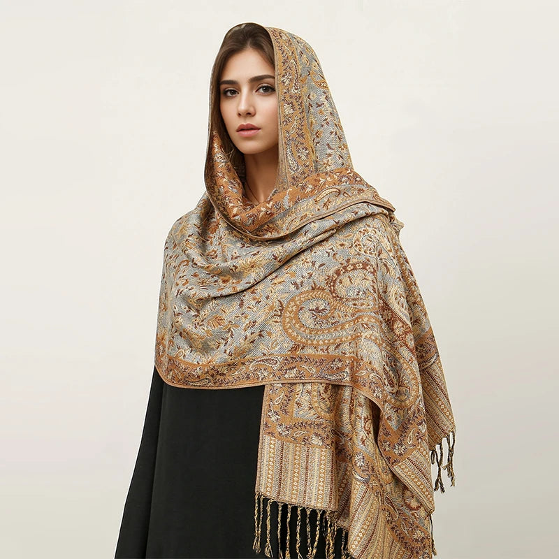 Damen Winterschal Kaschmir Jacquard Paisley lang Pashmina Bandana Foulard Luxus