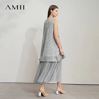 Elegantes Damen Kleid Ärmellos Mit Falten Struktur Aus Viskose