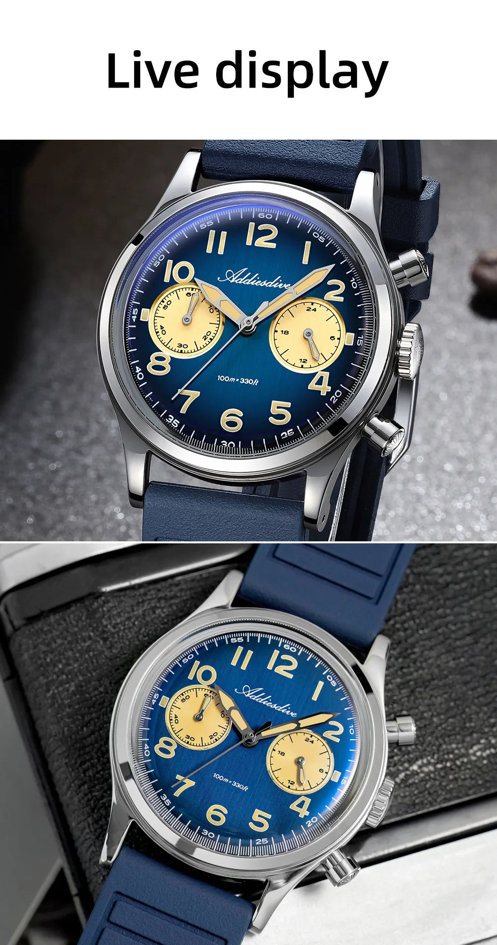 Herren-Chronograph mit VK64-Quarzwerk und Bubble-Glas