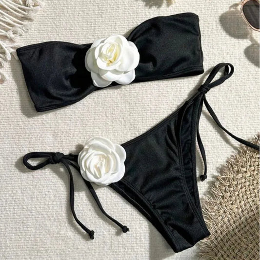 Dreiteiliger Damen-Bikini aus PU-Material im brasilianischen Stil – ideal für Strand und Pool