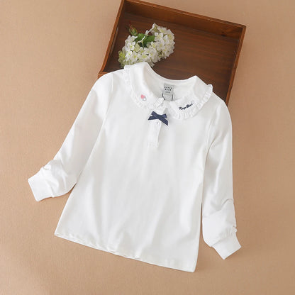 Mädchen Hemd Schuluniform für Kinder Frühling Herbst Langarm Polos hirt Kinder drehen Kolloar Top