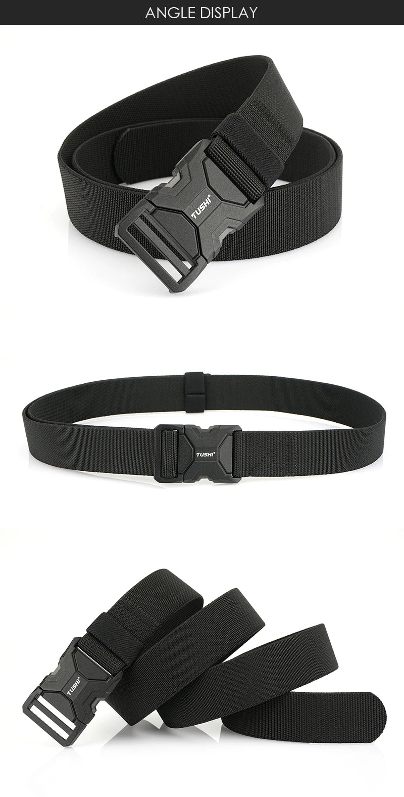 Herren-Taktik-Gürtel aus Elastikmaterial mit Matte-Metall-Schnalle und Schnellverschluss, Alltags- und Outdoor-Gürtel