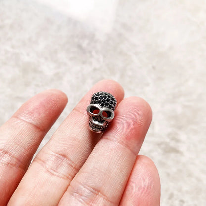 Damen-Charm-Anhänger Totenkopf Pflasterperle DIY Vintage aus Sterlingsilber