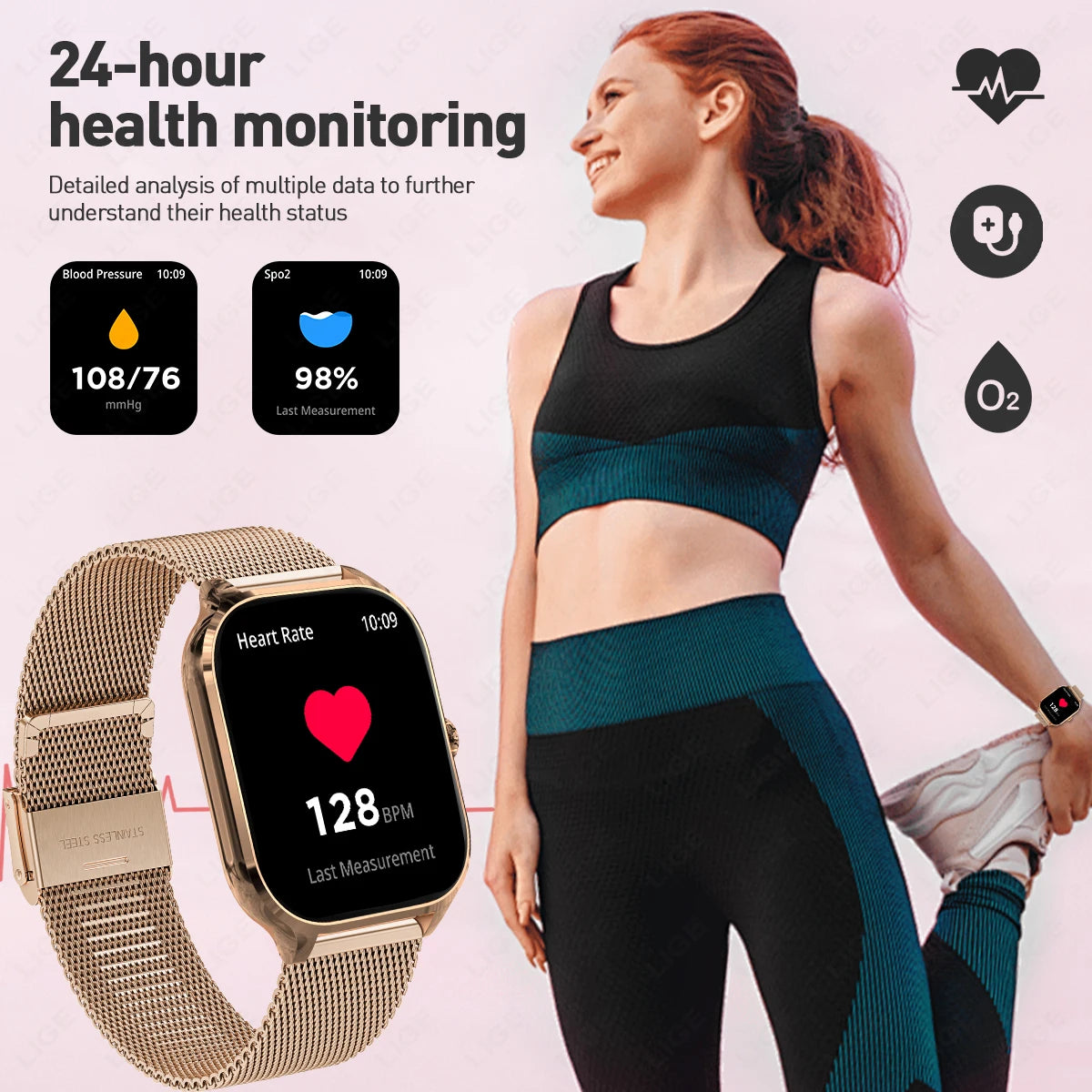 LIGE Voice Calling Smart Watch 2,01" Display 24H Gesundheitsmonitor Sport Smartwatch Benutzerdefinierte Zifferblätter Männer Frauen Smartwatches Neu