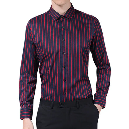 Langarm-Hemd für Herren in Weiß – formell und lässig, koreanischer Stil mit Tasche, ideal für Business und Freizeit.