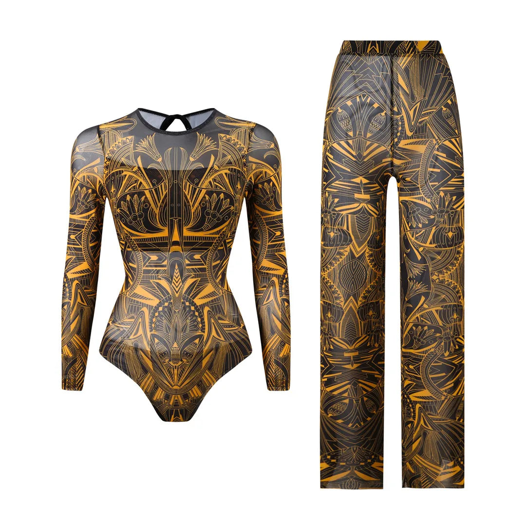 Damen-Hose mit Blumenmuster