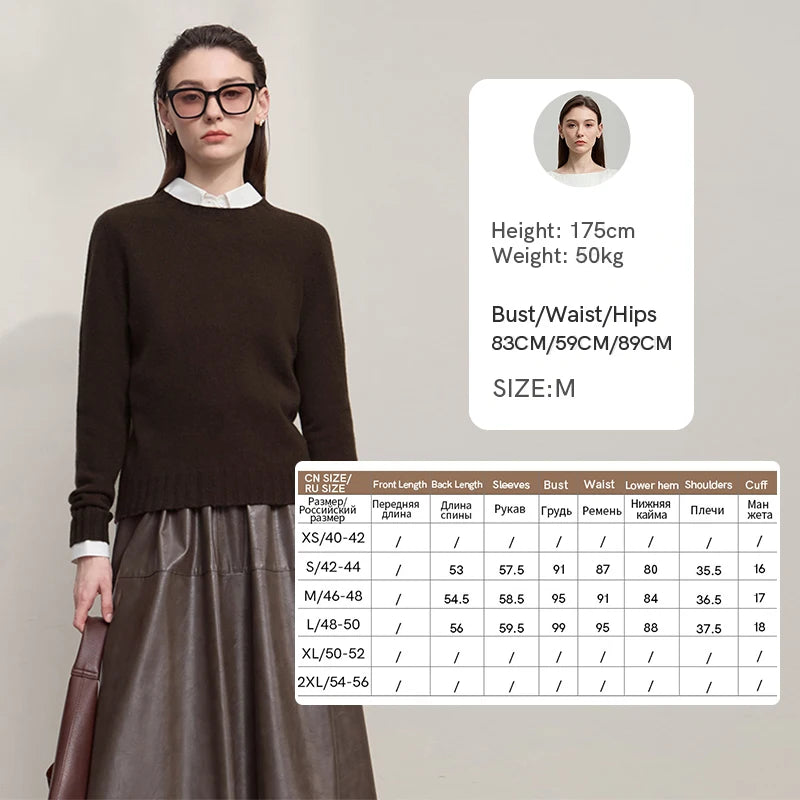 Brauner Wollpullover mit Rollkragen, langarm, leicht lockere Passform