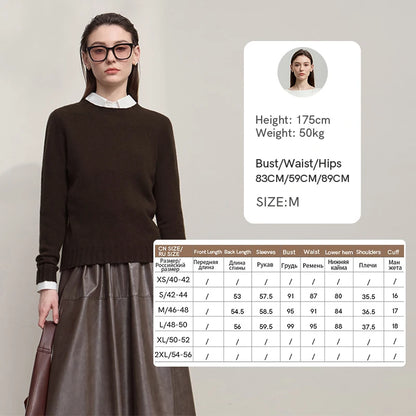 Brauner Wollpullover mit Rollkragen, langarm, leicht lockere Passform