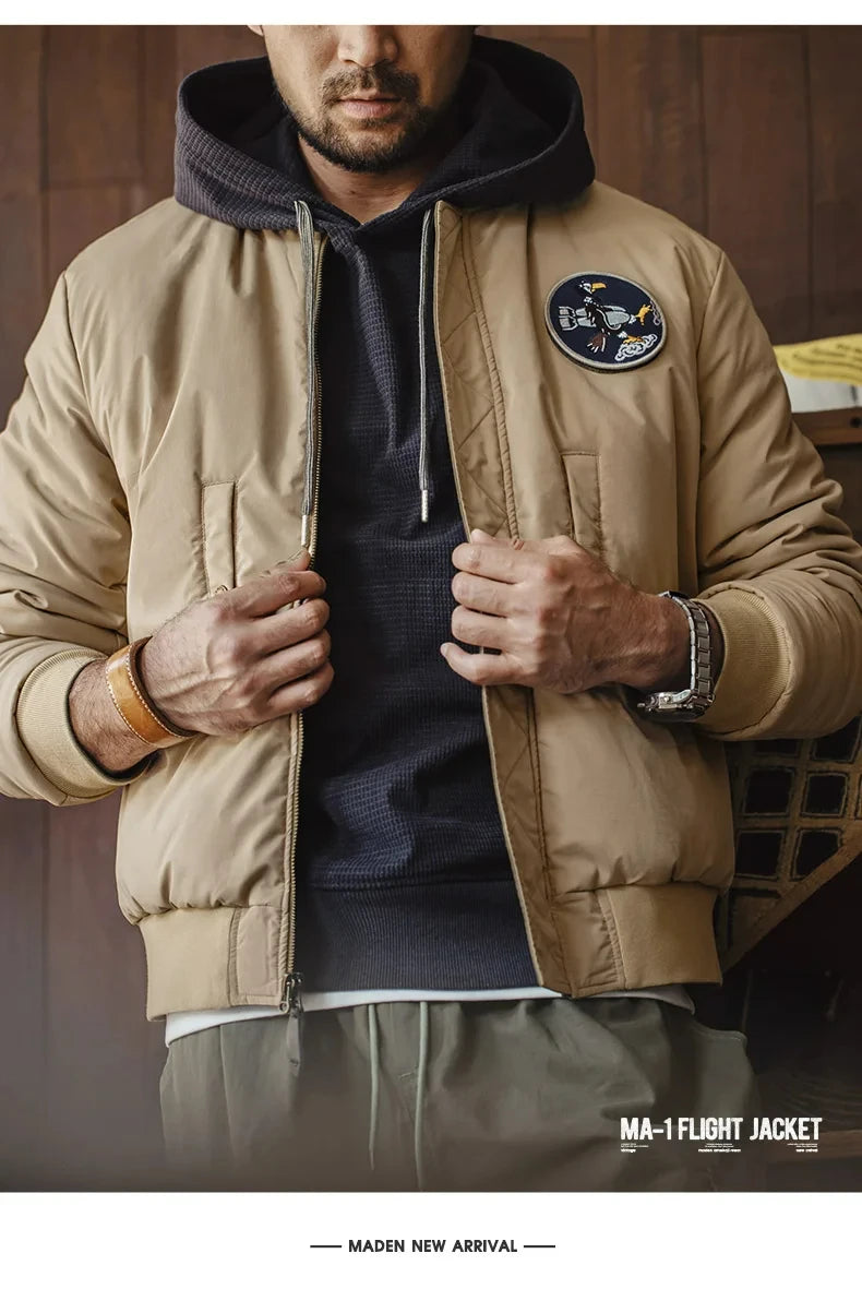 Herren Fliegerjacke Maden Reversible Baseballkragen Herbst Winter Verdickte Mäntel