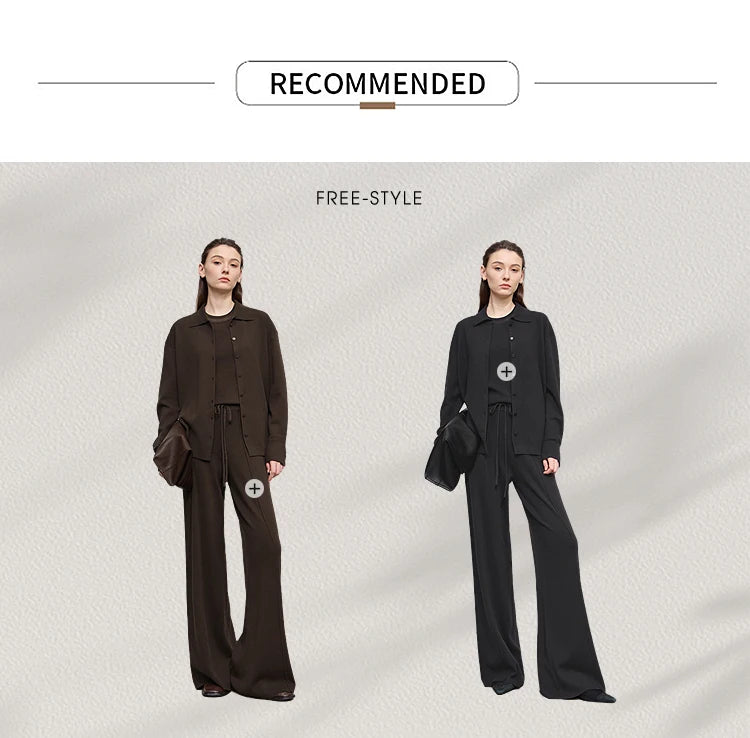 Damen-Strickjacke lang Seide-Wolle Umlegekragen locker Herbst