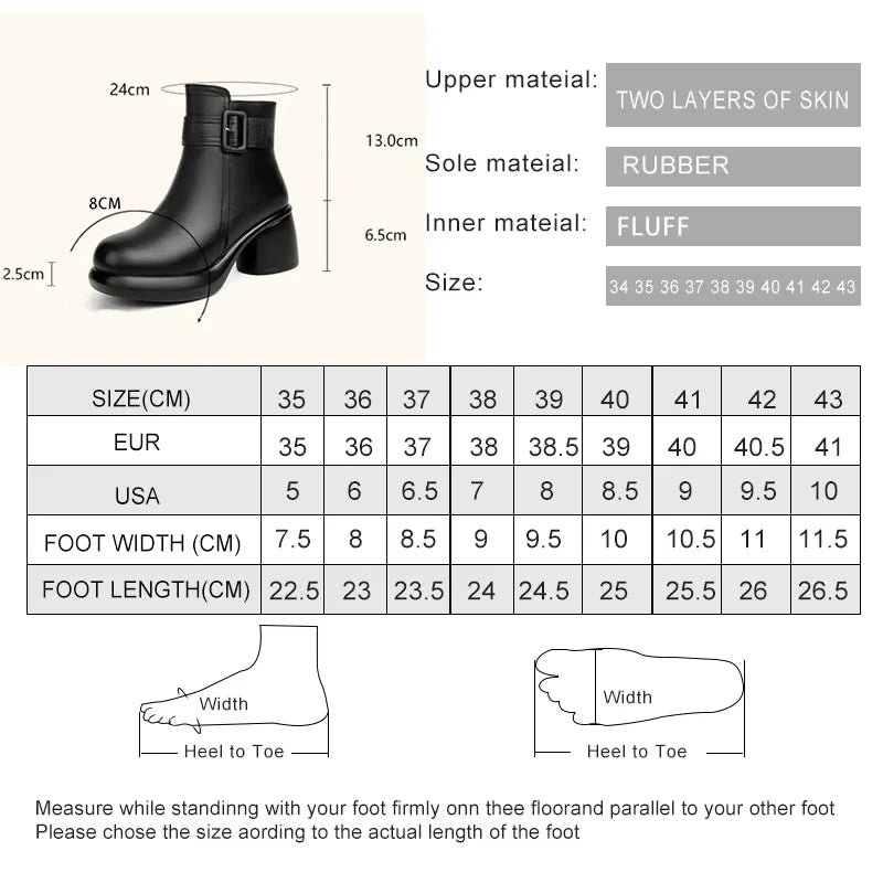 Größen- und Maßtabelle für AIYUQI Stiefeletten, Absatzhöhe 6,5 cm