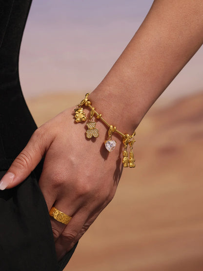 Damen-Charm-Armband mit Bär-Anhänger und Zirkonia