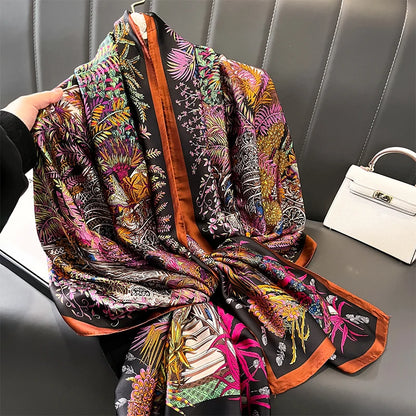 Damen Satin Seidenschal Hijab Sommer Sonnenschutz Strand Kopftuch Foulard