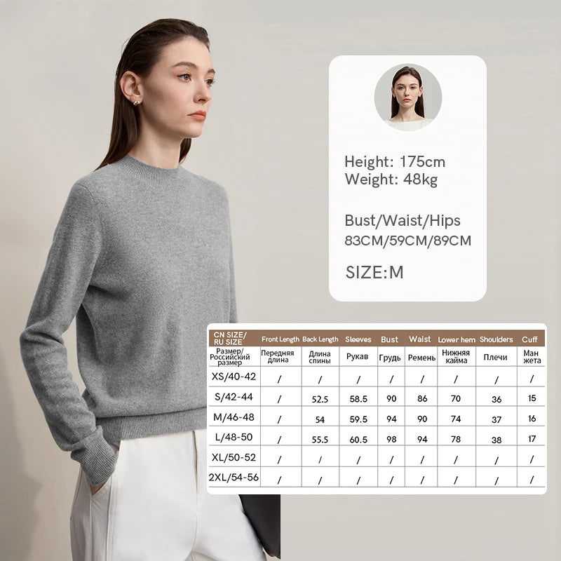 Damen-Rollkragenpullover Wolle-Kaschmir locker Herbst