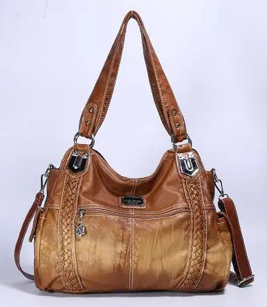 Damen-Schultertasche Aus PU-Leder Mit Reißverschluss Und Innenfächern Großes Stauraumvolumen