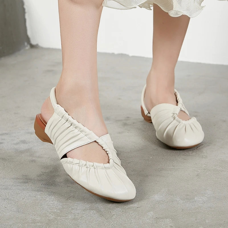 AIYUQI 2025, neue stil geschlossene zehen frauen sandalen Plissee nicht-slip Römischen sandalen für frauen Große größe sommer strand weibliche schuhe