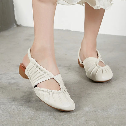 AIYUQI 2025, neue stil geschlossene zehen frauen sandalen Plissee nicht-slip Römischen sandalen für frauen Große größe sommer strand weibliche schuhe
