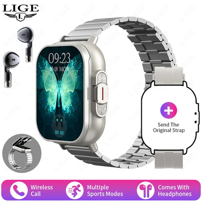 Smartwatch für Männer und Frauen mit TWS Bluetooth Kopfhörern und Herzfrequenzmessung