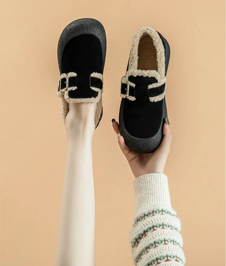AIYUQI Women Sneakers Winter 2024 New Velvet Genuine Leather Beanie Shoes Women Flat Large Size Women Casual Shoes