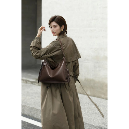 Damen Schultertasche aus weichem PU-Leder im Retro-Stil mit großer Kapazität