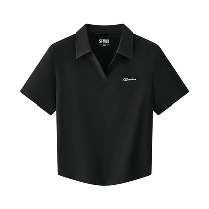 Semir Poloshirt für Damen, abgeschnitten, schmale Passform, elegant, 2025, neuer Sommer, bestickter Pullover, minimalistisch, für lässigen Stil