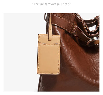 Damen Schultertasche Vintage Split-Leder mit großer Kapazität
