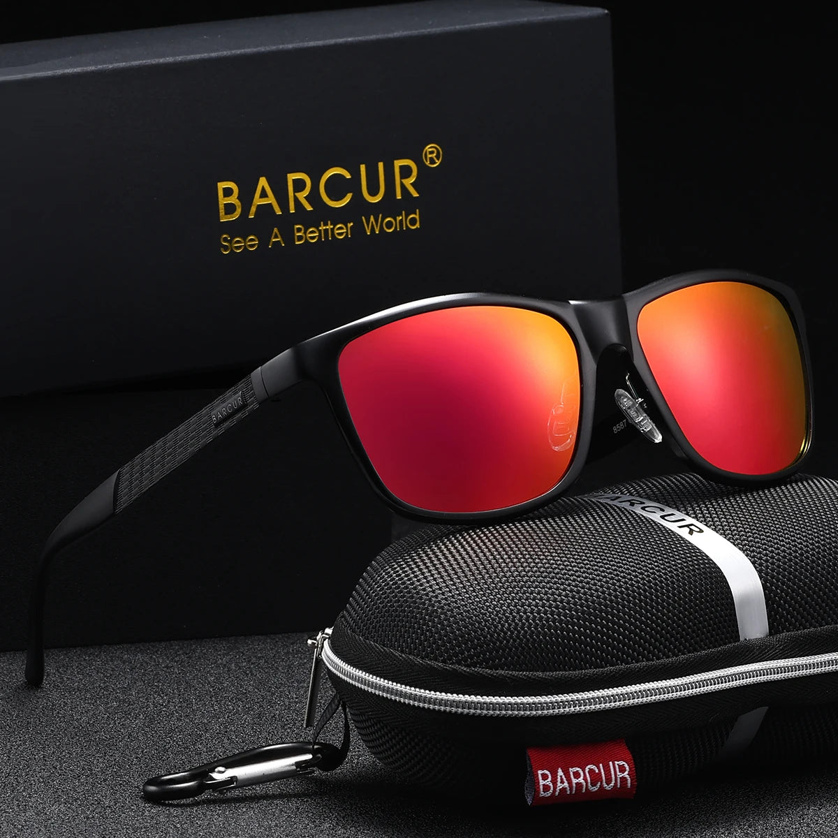 Sonnenbrille Al-Mg quadratisch UV400 polarisiert Ergonomie-Nasenstütze Herren