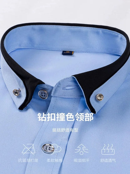 Kurzärmeliges Herrenhemd im koreanischen Stil mit modischem Print und Stickerei – ideal für den Sommer.