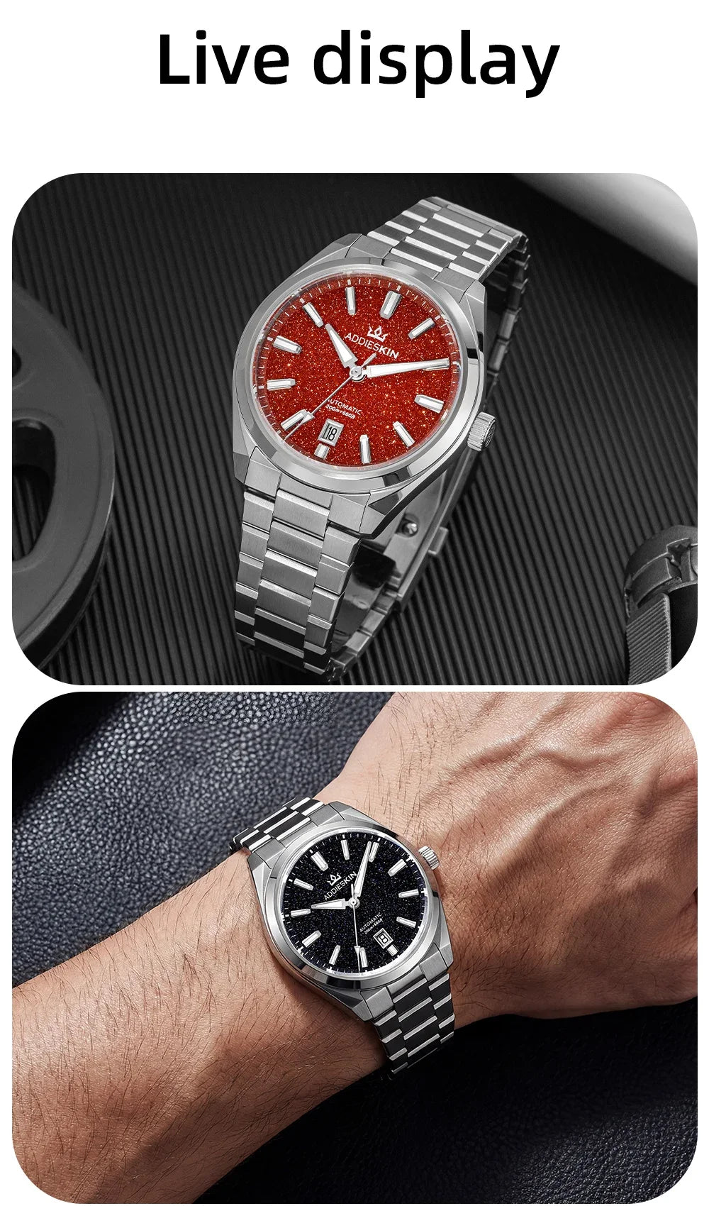 Herren-Automatikuhr mit Blauer-Sandstein-Zifferblatt und Saphirglas